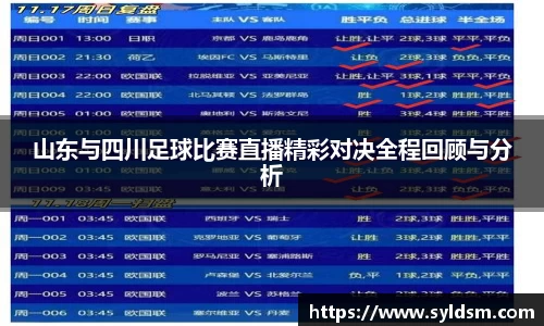 山东与四川足球比赛直播精彩对决全程回顾与分析